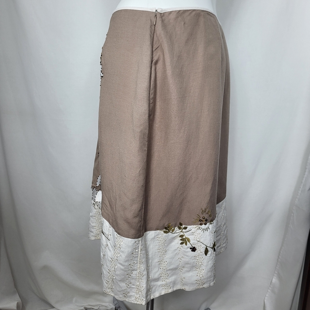 New York City Design Co Linen Blend SKIRT Womens Sz 20W Floral Beaded Embroidery - Picture 4 of 15